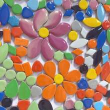 Random Mix Ceramic Mosaic Tiles, 100/200g, Assorted Shapes & Colors, Crafting Material For DIY Jewelry Making, Art & Sewing Supplies, Includes Teardrop/Heart/Willow Leaf/Hexagon/Rectangle/Circle Shapes - JN-01 - View 5