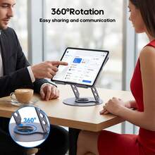LOVEWE Adjustable Laptop Stand With 360° Rotating Base, Ergonomic Laptop Riser, Foldable Portable Desktop Holder For Office, Fits Most Laptops - 查看 5