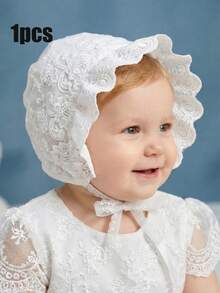 1pc Lace Trim Cute Princess Style Bucket Hat, Embroidered Princess Hat For Outing - White - View 13