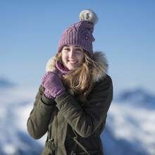 Heat Holders Heat Holders - Ladies Chunky Ribbed Cuffed Thermal Winter Pom Pom Bobble Beanie Hat With Fleece Lining - 紫色 - 查看 4