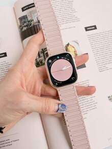 1条磁性硅胶表带，兼容 44mm、45mm、49mm、46mm、42mm、41mm、40mm、38mm，男女通用，单圈表带，硅胶表带，适用于 Series 11、10、9、8、7、6、5、4、3、SE、2代、Ultra。 - 粉紅配玫瑰灰 - 查看 4