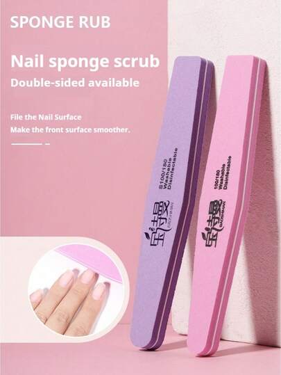 BAOSHIMAN Limas y pulidores de uñas para uñas naturales, pulidor y brillo de uñas, bloque pulidor de uñas 100/180 grano, limas de uñas de 13 mm de grosor, herramientas y suministros especiales para salón de manicura, almohadilla de esponja de diamante para manicura, tira de pulido para cuidado de manicura