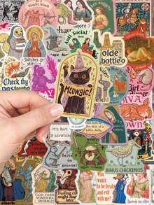 50pcs Medieval Fairy Tale Graffiti Sticker Cartoon Funny Decal For Phone Case Laptop Diary Scrapbook DIY Handbook PVC Decal Sticker (Not Easy To Fall Off) - 1 Set - View 6
