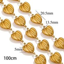 Dây chuyền mắt xích bằng thép không gỉ 304 mạ vàng 18K dài 1 mét, nhiều hình dạng khác nhau như vỏ sò/ngôi sao/trái tim/thập tự, dây nối dài, phụ kiện tự làm trang sức cho vòng tay và vòng cổ, không gây dị ứng và chống gỉ. - Vàng - Xem 9