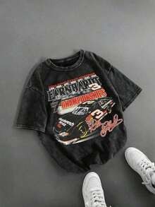 Retro DaleS Earnhardt # 3 NASCARS 7 Championships Racing Car Graphic Tee,Casual Print,Comfortable And Versatile,Pure Cotton 220g Washed Printed T-Shirt,Unisex Style,Summer Outfits,Vacation Outfits Women,Summer Outfits For Women,Spring Outfits For Women,Summer Tops,St Pattys Day Outfit,Easter Outfit Women - màu đen - Xem 16
