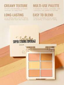 Pudaier 6-Color Concealer Palette With Brush, Multi-Functional Long-Lasting Full Coverage Contour & Color Correcting Palette, High Pigment Creamy Texture Concealer, Suitable For Dark Circles And Blemishes, Perfect For Daily Makeup And Parties - 03 - View 6