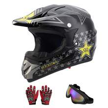 Casco Cross Infantil Niño Moto Con Gafas Guantes Estrella -S - Negro - Ver 1