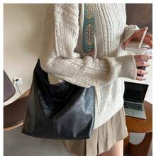 Women's High-Quality PU Bucket Bag, Wide Adjustable Printed Strap, Casual Street Style For Everyday Use - 黑色 - 查看 9