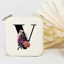 个性化首字母伴娘首饰盒 个性化花卉旅行首饰盒 婚礼新娘派对礼物 - 白色 - 查看 14