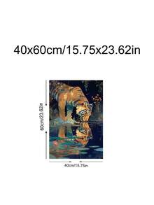 1件復古粉色豹紋牆面藝術，老虎在沙發上休息，叢林動物在池塘旁的印花，節日禮物，適用於臥室、客廳、宿舍，牆面藝術，牆面裝飾，家居裝飾，房間裝飾，畫布牆面藝術，海報，帶框牆面藝術，可選框 - A - 查看 20
