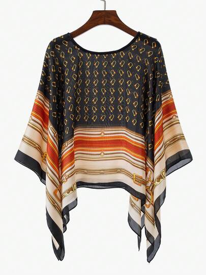 1 chiếc áo khoác không tay giả lụa in họa tiết dây xích thanh lịch dành cho nữ, khăn choàng chống nắng thời trang mùa hè, thích hợp cho du lịch hoặc nghỉ lễ.