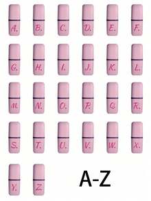 1件裝粉色牙刷架，印有26個玫瑰紅亮片字母(A-Z)，收納架蓋，浴室用品，戶外旅行牙刷牙膏收納盒，字母系列印花，防塵收納盒，旅行必需品，學校用品，度假露營，度假必需品，迷你夏日度假 - 彩色 - 查看 3