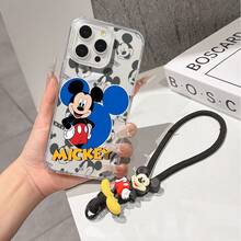 This Disney Mickey Mouse Pattern Lanyard Phone Case Features A Strong Magnetic Closure And Full Coverage Of Acrylic And TPU Material. It's Shockproof, Lightweight, And Suitable For IPhone17/16/11/13/15/15 Plus/15 Pro/15 Pro Max/12/14 Pro Max/11 Pro Max/12 Pro/12 Pro Max/13. It's A Popular Birthday Gift, Business Gift, Durable, Stain-Resistant, And Fingerprint-Resistant New Phone Case For Men And Women. It Also Includes A Mickey Mouse Phone Case And Mickey Mouse Doll Bracelet. Compatible With SamsungGalaxy S20, S21, S22, S23, And S24 Series. It's The Perfect Gift For Friends And Family. This Stylish Phone Case Is Fun, Lightweight, And Durable. IPhone17 Pro Max Phone Case, Minnie Phone Case. - màu đen - Xem 7