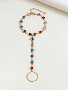 1 pieza Pulsera delicada con diseño de corazón cúbico brillante y colorido, apto para joyería diaria y de fiesta de niñas, regalo para fiestas - Unitalla - Ver 11