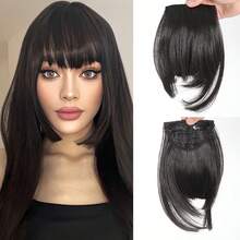 Synthetic Fake Hair Bangs 2Clips In Hair Extension Neat Front Fake Fringe False Hairpiece For Women Clip In Bangs - Multicolor - View 21