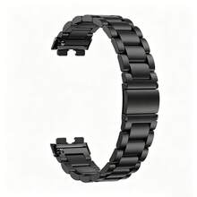 1pc Unisex Stainless Steel Watch Band, Compatible With Huawei Band 11/11Pro/10/9/8 Series Smartwatch, Business Style Accessory - Black - View 3