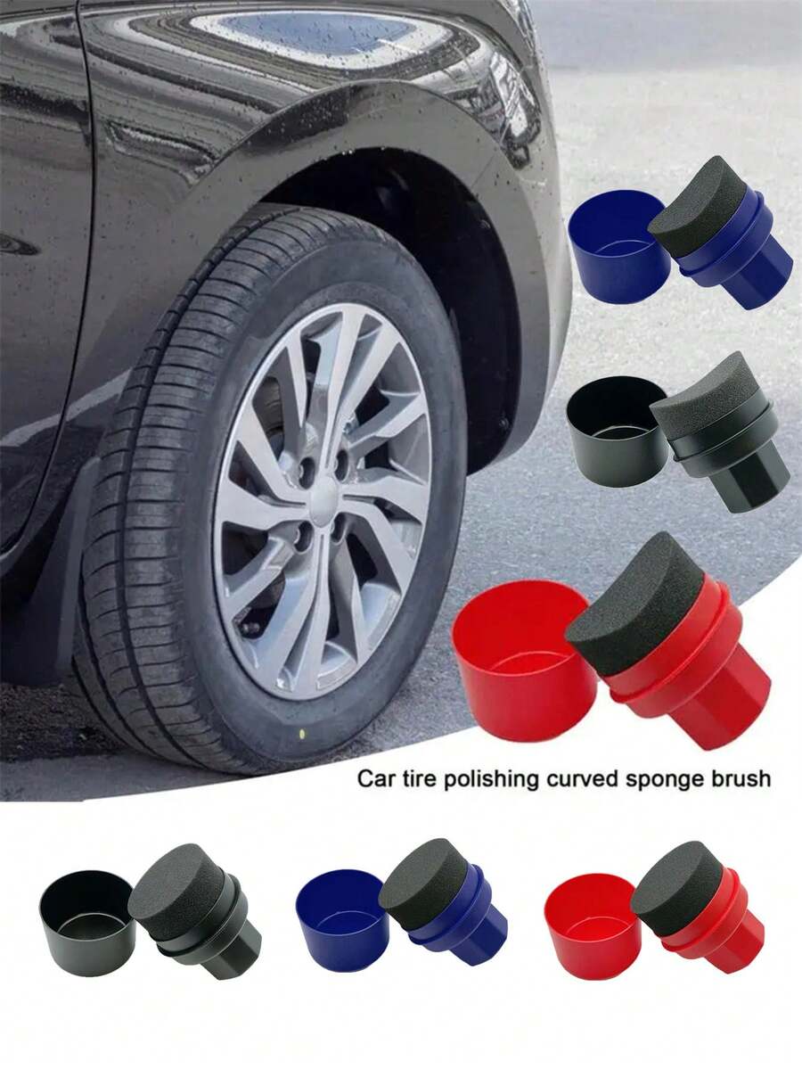 1 Bàn chải rửa bánh xe, bọt biển đánh bóng, miếng đệm cong dùng để rửa xe, bàn chải làm sạch lốp xe - nhiều màu - Xem 1