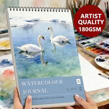 A4水彩速写本，180克重磅纸，26页螺旋装订水彩本，水彩画本，无酸艺术纸，适用于水彩、水粉等颜料，春季艺术用品，适合艺术家、初学者和成人绘画。 - 彩色 - 查看 1