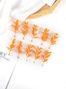 60PCS 2.36inch Artificial Green Leaves,Valentine's Day Gifts, Diy, Candy Boxes, Party Decorations, Wedding, Bridal Bouquet Flowers, Restaurants, Bedrooms, Windowsill Decorations, Vase Decorations, New Year Decorations, Outdoor, Back To School Season - Orange - View 2