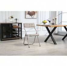 Folding Chairs 2 Pack - Foldable Dining Chairs With Cushion, Portable And Assembled Folding Extra Chair For Guests Kitchen Office Wedding Party Khaki - 卡其色 - 查看 6