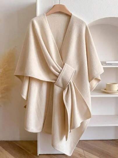 1 Piece - Solid Color Cloak For Women, Soft, Comfortable And Fashionable Shawl, Suitable For All Seasons, Retro And Versatile Daily Accessories, Women's Wear, Perfect Gift For Friends, Family And Lovers, Soft Warm Shawl