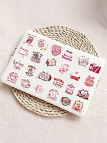 50pcs Valentine's Day Bookish Stickers For Laptops, Suitcase, Scrapbook, Storage Box, Decorative DIY, Graffiti Stickers - Multicolor - View 4