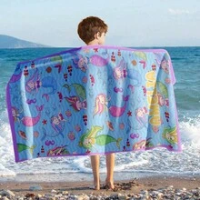 Personalized Children's Beach Towel, Customized Exclusive Letter Combination And Fun Beach Pattern Design, Adult Exclusive Personalized Beach Towel Suitable For Beach, Pool, Bathroom, Exclusive Gift - Multicolor - View 6