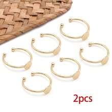 2个18K镀金可调节戒指托，开口C形戒指托，带扁平垫片和销钉，DIY珠宝制作材料 - 金色 - 查看 9