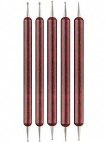 Set de 5 piezas de herramientas de estampado de doble cabeza: herramientas de delineado y punteado con punta de bola de acero inoxidable, adecuadas para pintura, tallado y moldeado DIY - Varios estilos - Ver 11