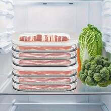 Caja de almacenamiento de cocina de 1-4 capas, contenedor de almacenamiento de carne para refrigerador con tapa, caja de almacenamiento de alimentos apilable para preparación de comidas, adecuada para tocino, queso, jamón, embutidos, salami, almacenamiento de carnes frías de cocina - Multicolor - Ver 4