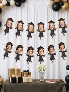 7pcs Custom Graduation Photo Banner, Personalized Graduate Face Garland For Party,Personalized Funny Graduate Face Banner, Custom Graduation Party Decoration,Customizable Graduation Photo Garland, Unique Class Of 2026 Party Decor - Multicolor - View 6