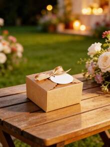 Kraft Paper Candy/Cookie/Chocolate Gift Box With Tag And Ribbon, Suitable For Wedding, Baby Shower, Birthday Party And Other Occasions - Multicolor - View 6