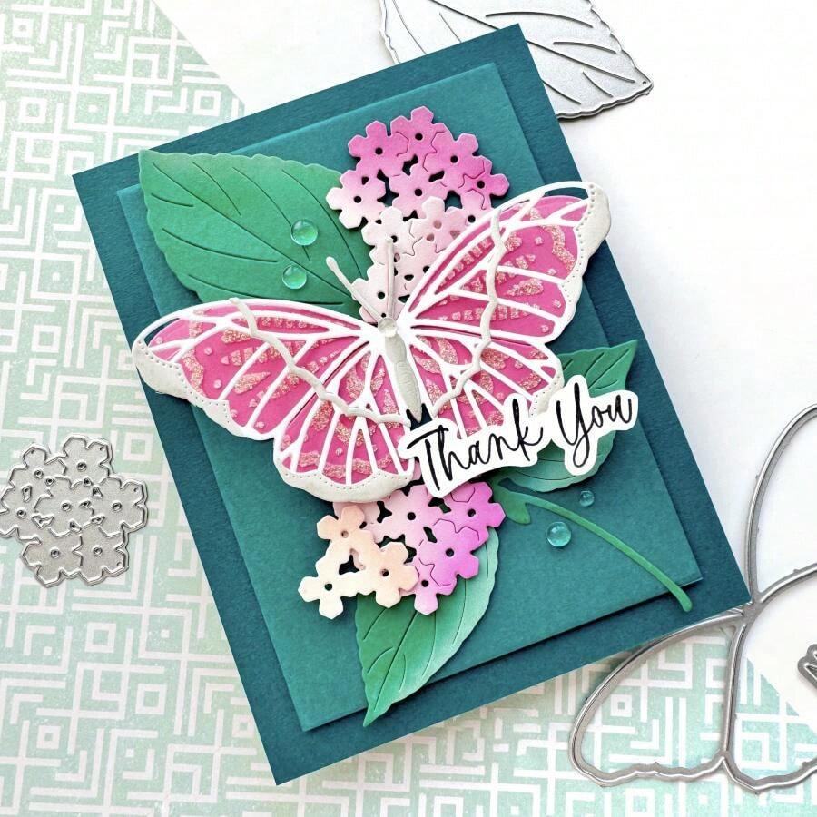 1 khuôn cắt kim loại hình cụm bướm, thích hợp cho việc tự làm sổ lưu niệm, thiệp chúc mừng và đồ thủ công bằng giấy. - LG26-7915 - Xem 1