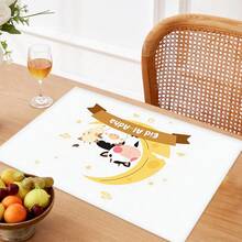 1pc/4pcs/6pcs Linen Placemat With Cow, Sheep & Moon Pattern, Eid Al-Adha Decor, Eid Al-Adha Gift, Suitable For Dining Table, All Season Decoration, Modern Washable Tabletop Mat, Room Decor, Coaster, Kitchen Dining Mat, Indoor Outdoor Party Decor, Home Decor, Ideal Gift - Multicolor - View 6