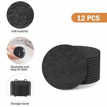 12 piezas de posavasos de fieltro con soporte, elegantes y absorbentes, adecuados para la sala de estar y el dormitorio para sostener tazas y teteras - Multicolor - Ver 6