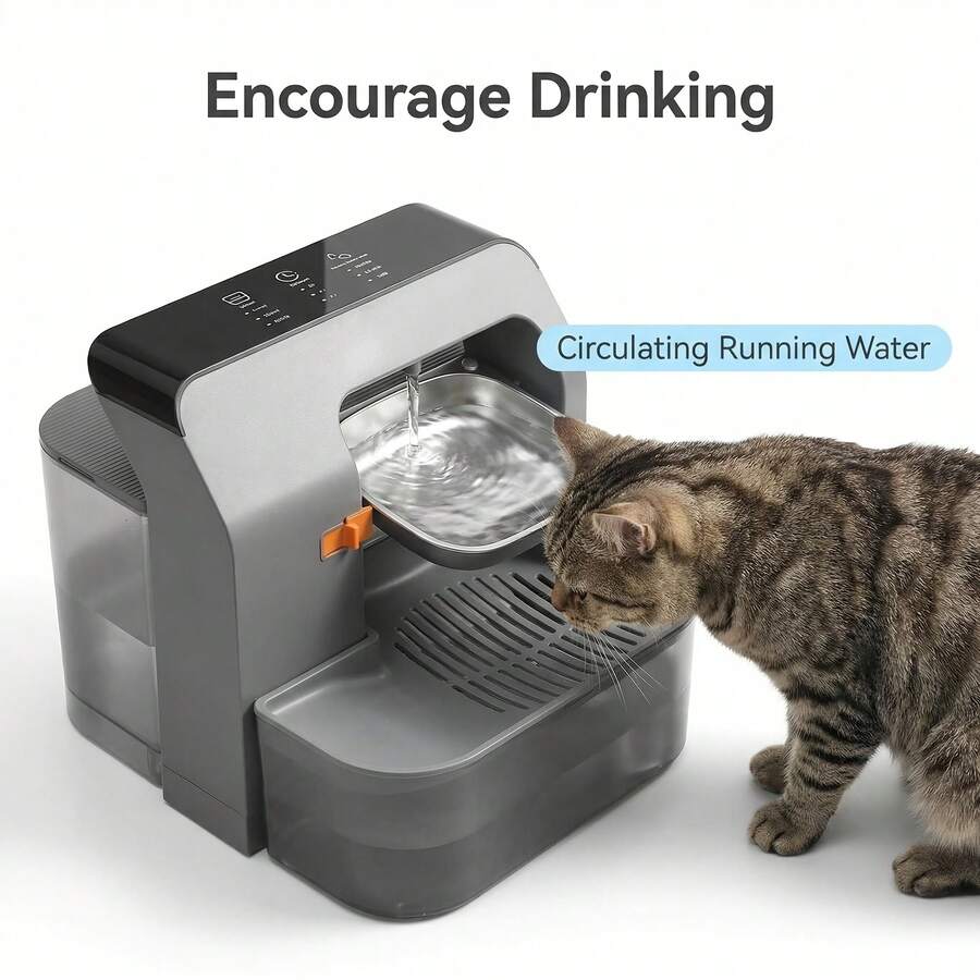 3.2L Automatic Flip Cat Water Dispenser, Self-Cleaning Pet Water Feeder With Detachable Stainless Steel Bowl, Dual-Layer Circulating Water Design For Indoor Cats