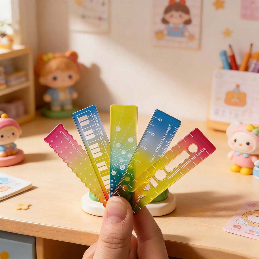 OUTANA One Set Of Acrylic Rainbow Ruler With Smooth Edges, Convenient For Measuring Anytime And Anywhere. Suitable As Graduation Season Gifts, And Ideal For Measuring, Journaling And Drawing. Easy To Store In Pencil Cases, School Bags And Journal Folders.