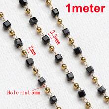 1m Fashionable Stainless Steel Square Bead Chain, Colorful Bohemian Style Beaded Chain Suitable For DIY Bracelet, Necklace, Jewelry Accessories - DIY Chain - View 16