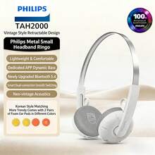 PHILIPS Bluetooth Noise Cancelling Headphones With Microphone, Long Battery Life, Suitable For Smartphone Calls, Sports Running, Retro Street Style, Model TAH2000, Hearing Use Headphones, Noise Cancelling Headphones, Retro Style Headphones, Running Headphones, Sports Headphones, Open-Back Headphones, Modern Audio Device, Lightweight Headphones; Plastic Material, Type-C Interface Headphones, Commute Music Headphones - 查看 3