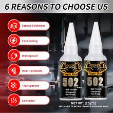 60g-80g Super Glue, 502 Extra Strong Adhesive, DIY Glue, Metal Glue, Ceramic Art Repair, Transparent Non-Yellowing Waterproof, Bonds Metal/Plastic/Rubber/Glass/Ceramic/Acrylic/Rubber/Wood/Shell/Paper/Leather, Suitable For Outdoor Gear/Home Repair/Crafts/School Supplies/Office Accessories - 502-20ml - View 2