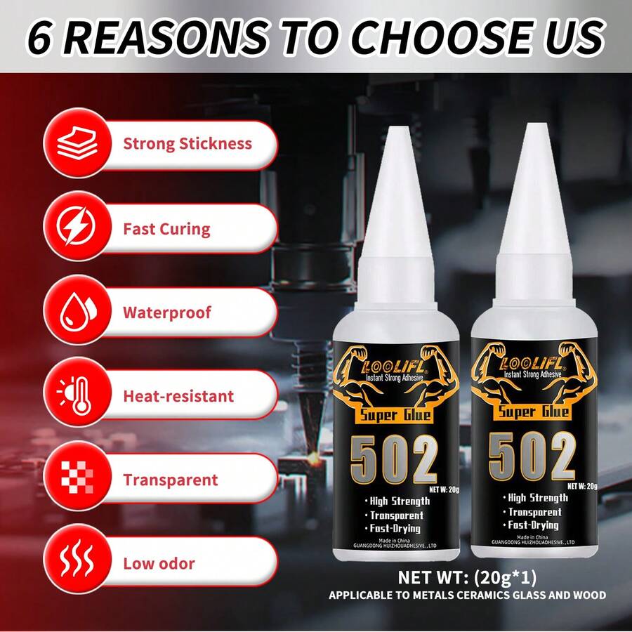 60g-80g Super Glue, 502 Extra Strong Adhesive, DIY Glue, Metal Glue, Ceramic Art Repair, Transparent Non-Yellowing Waterproof, Bonds Metal/Plastic/Rubber/Glass/Ceramic/Acrylic/Rubber/Wood/Shell/Paper/Leather, Suitable For Outdoor Gear/Home Repair/Crafts/School Supplies/Office Accessories