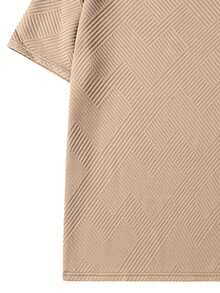 2pcs/Set Spring Summer Bright Color Hawaiian Print Short Sleeve Crew Neck Top And Shorts, Men's Sportswear Set - Khaki - View 5