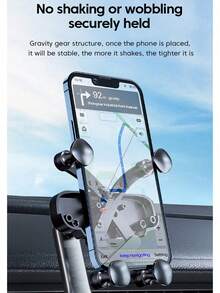 1 pieza Soporte de teléfono para coche con gravedad negra, soporte universal de clip de ventilación para iPhone 17/16/15/14/13/12/11 Pro Max - Negro - Ver 3