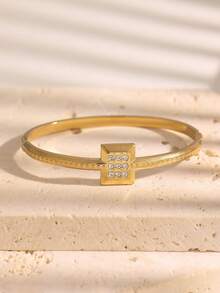 1pc Women's Fashion Square Rhinestone Clasp Bracelet, Geometric Pattern, Valentine's Day Gift, Daily Accessory, Jewelry - SZ221 - View 5