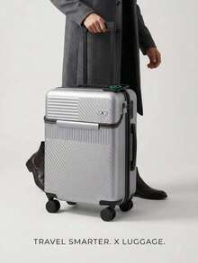 This 20-Inch Silver Multi-Functional Front-Opening Carry-On Suitcase Is Convenient, Efficient, And Always Ready To Use. Its Hard Shell Is Sturdy And Durable, Resistant To Impact, Smooth, Quiet, And Easy To Move. The Dual-Opening Design Offers Exceptional Convenience, Making It Suitable For Business Trips, Short Vacations, And School Travel. - Silver - View 1