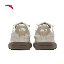 Anta 【王一博同款】安踏欢乐一脚蹬运动鞋 | 足球风格训练鞋，男士薄底低帮休闲运动鞋 - 純灰色/象牙白/紅色底灰-4 - 查看 4