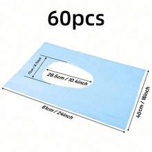 60 miếng bọc bồn cầu giấy dài, chống thấm nước, dùng một lần, thích hợp cho khách sạn, nơi công cộng, du lịch, khu vui chơi giải trí và sử dụng tại nhà. - Màu xanh lam - Xem 13