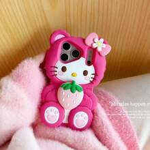 Ốp điện thoại Hello Kitty Sanrio hình dâu tây hồng hoạt hình 3D dễ thương mới năm 2026, phù hợp với 17 Pro Max, 16 Pro Max, 15 Pro, 14, 13, 12, thiết kế hoa văn thời trang, độc đáo dành cho các bạn nữ. - Nhiều màu - Xem 5