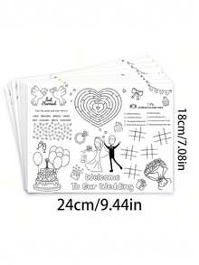 10pcs/4pcs DIY Welcome Gifts To Our Wedding, Bridal Favors, Event Placemats, And DIY Hand-Painted Coloring Cards - Featuring Patterns Of Wedding Dresses, Suits, Rings, Cakes, Etc., For Interactive Games And Wedding Party Gifts. - Multicolor - View 6
