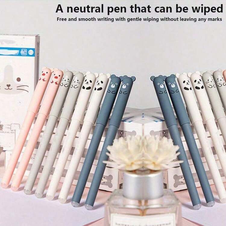 21支/套 可擦泰迪熊动物主题圆珠笔，易擦黑色和蓝色墨水，动物文具，返校必备办公用品 - Sets - 查看 1